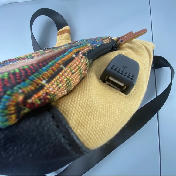 Apex tan crossbody sling travel festival bag with charger connection - Picture 10 of 15